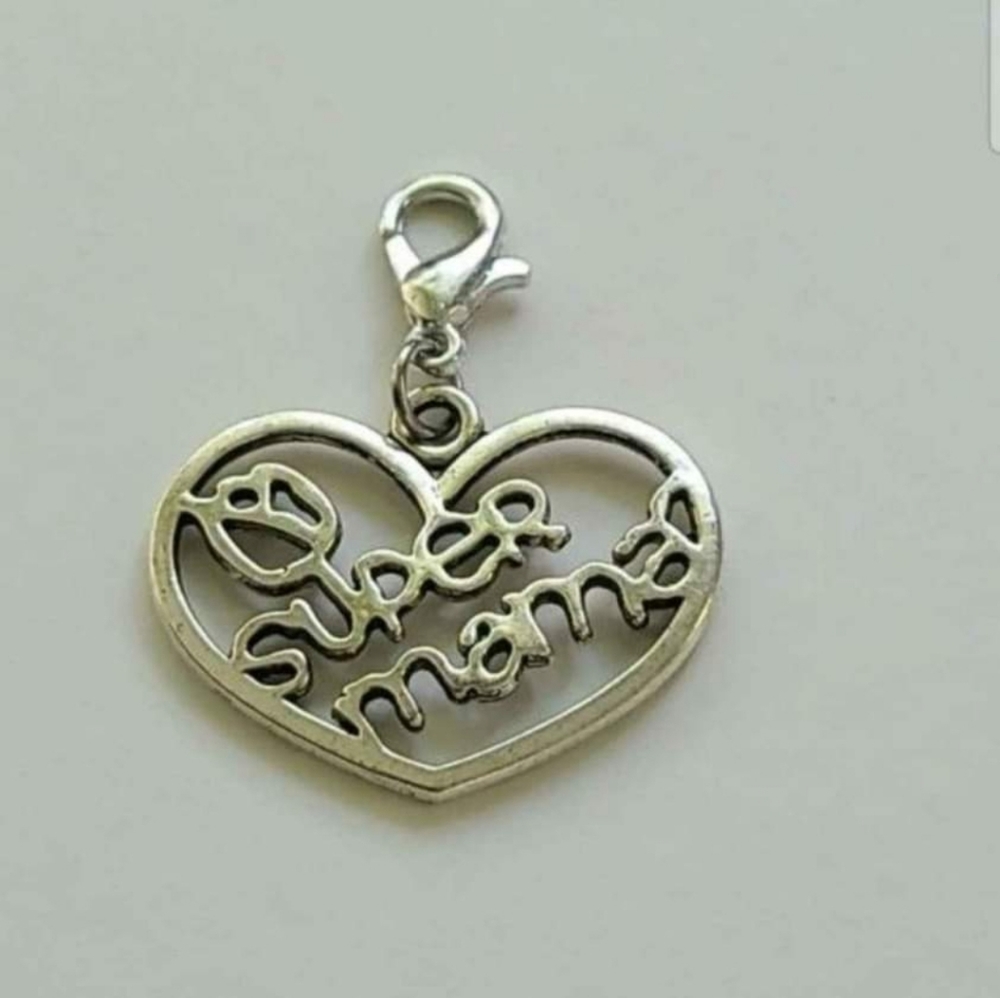 Super mama mom charms clip on bracelet zipper dreadlocks
